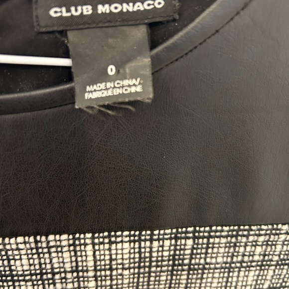 Super cute lined Club Monaco dress with faux leather trim - Picture 3 of 4